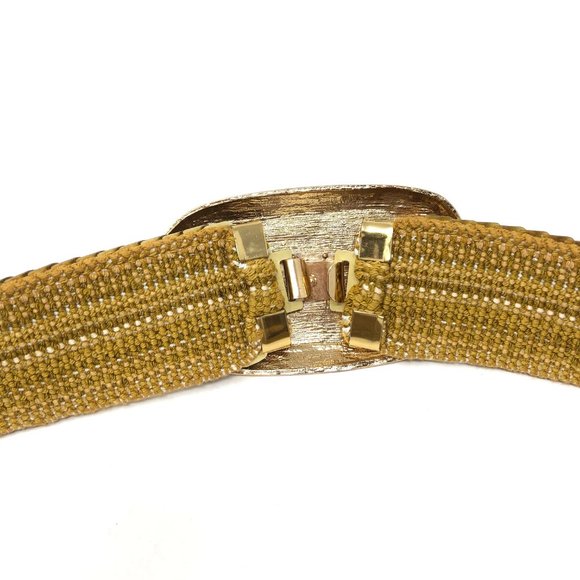 Vintage BRASS Fish Scale Belt, Retro Metal Belt, 80's Stretch Belt - Picture 6 of 6